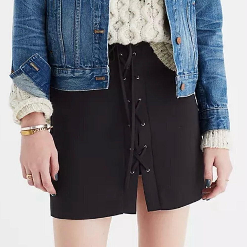 MADEWELL Black Lace Up Mini Skirt Size 10